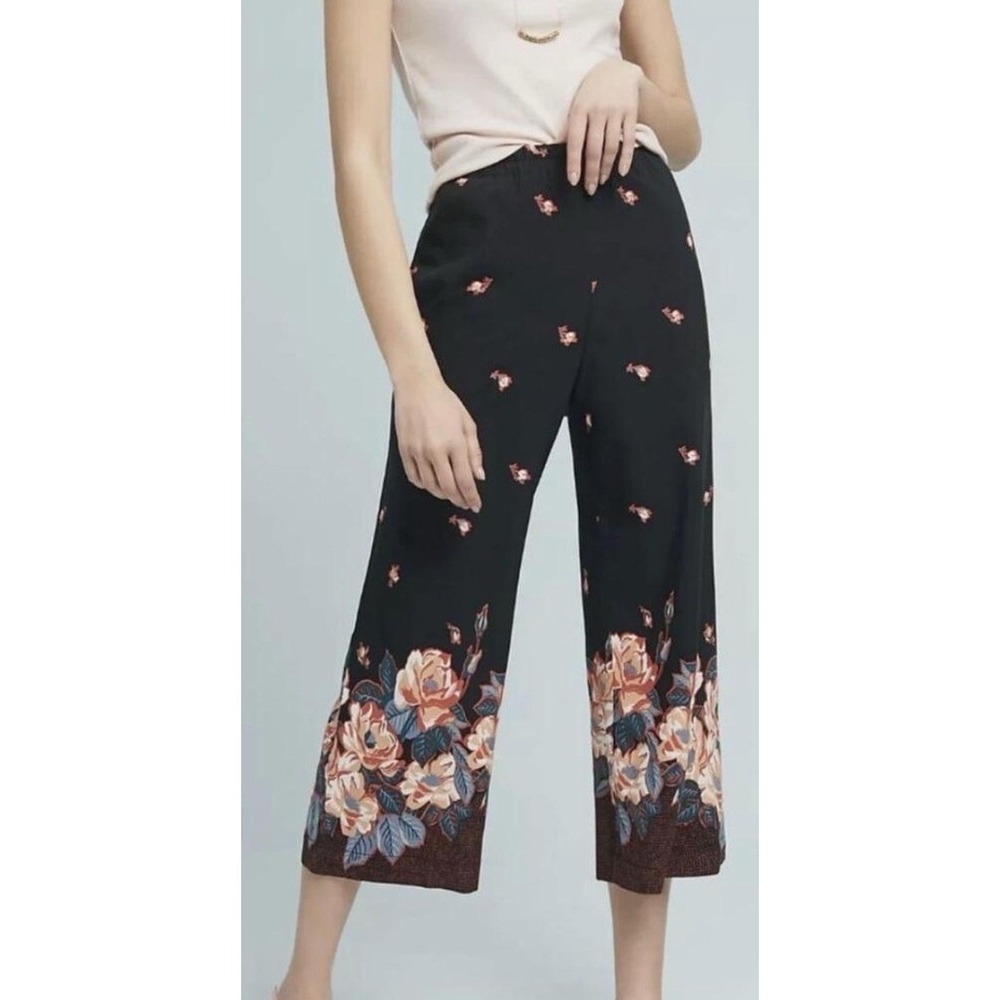 Anthropologie Ett:twa Women Pants Blake Floral Print Cropped SZ SM Wide Leg Boho